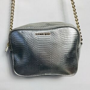 Victoria Secret Silver Metallic Crossbody Purse Bag Limited Edition